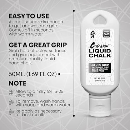 Liquid Chalk for Weightlifting – Gym & Climbing Chalk, Quick Dry Grip Enhancer, Mess-Free & Sweat-Resistant, Long Lasting Chalk for Gymnastics, Crossfit, Pole Fitness & Lifting