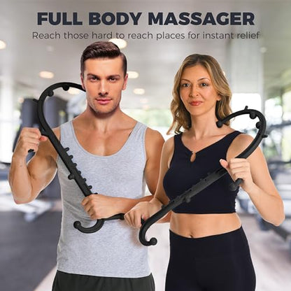 Deep Tissue Back & Neck Massager for Body Muscle Pain Relief | Trigger Point Massage Tool for Full Body, Shoulders, Legs, Muscle Knot Remover, for Self-Massage, Pressure Point Massage Tool-Black - color: Elegant Black