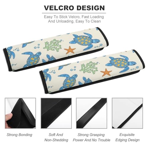 Breathable Seat Belt Shoulder Pad for Adults and Children, Stroller Pushchair High Chair, 2 Pack Ocean Turtle Sea Turtles Neck Strap Covers Easy Install (No Tool) - color: Pattern 1093