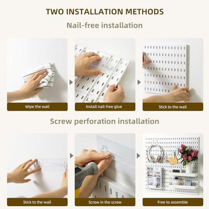 VUSIGN Pegboard Combination Wall Organizer Kit 22" x 22", White | 4 Pieces Pegboards and 17 Accessories, Wall Mount Display Peg board Panel Kits for Bedroom, Home, Office, Bathroom - color: White - 4 Pieces
