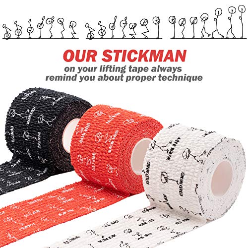 WARM BODY COLD MIND 1.85" Weightlifting Thumb Tape - Hook Grip Tape for Powerlifting, Cross Training, Gym Tape, Workout, Weight Lifting Tape, Athletic Finger Wrap (White 3 Rolls) - color: 3 Rolls White