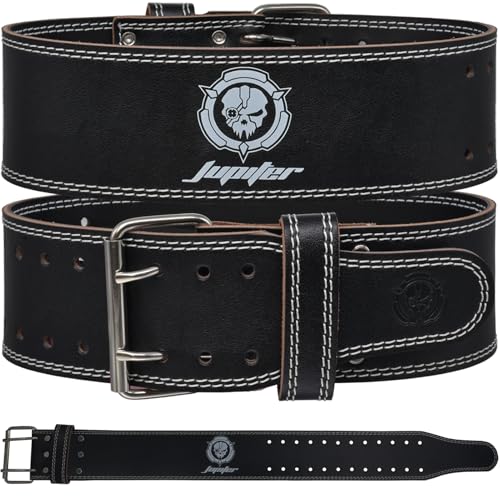 Weight lifting Belt (6mm Thick) - Genuine leather, offering back support. Double-pronged buckle, ideal for weightlifting, powerlifting, squats and deadlifts - color: White, size: X-Large