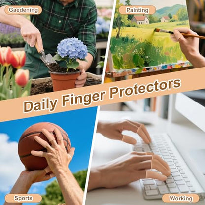 20 Pcs Gel Finger Cots - Reusable Silicone Finger Protectors & Thumb Cots, Flexible Shields for Stiff Sore Fingers Against Dryness, Rubbing, and Skin Stress During Daily Activities