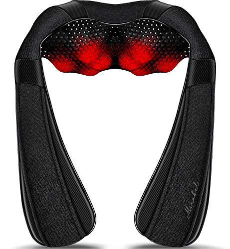 Shiatsu Neck Back and Shoulder Massager with Heat for Pain Relief Deep Tissue, Christmas Women Men Gifts for Mom Dad, Wife Husband, Him Her, Fathers Day, Mothers Day, Birthdays Gift (NOT Cordless) - color: Black