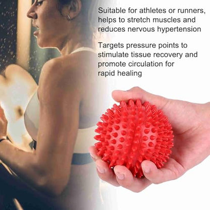 2Pcs Spiky Hard Massage Balls,Soft Spiked Manual Massager Rollers Body Spiky Balls Fitness Finger Relax Tool for Plantar Fasciitis Exercise Back Feet (Small 7.5cm) - color: Red, size: Small 7.5cm