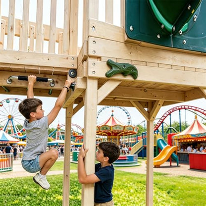 16 Inch Metal Playground Handles, 6 Pack Heavy Duty Grab Bars with Non-Slip Silicone Grip, 650 lbs Load Capacity, Indoor Outdoor Playset Accessories for Climbing Frame, Treehouse, Jungle Gym