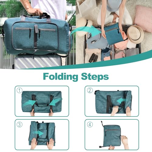 Dimayar 40L Foldable Duffle Bag, Travel & Weekender, Overnight, Gym | Lightweight, Carry-on, Packable, Waterproof & Tear Resistant, Travel Duffel Bag with Shoes Compartment for Men Women - color: Green, size: 40L