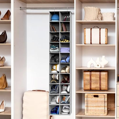 Simple Houseware 20 Section Shelves Hanging Shoes Organizer, Gray | Dual Metal Hooks, 10 Tier, Holds Up to 20 lbs, for Narrow Space - color: Grey