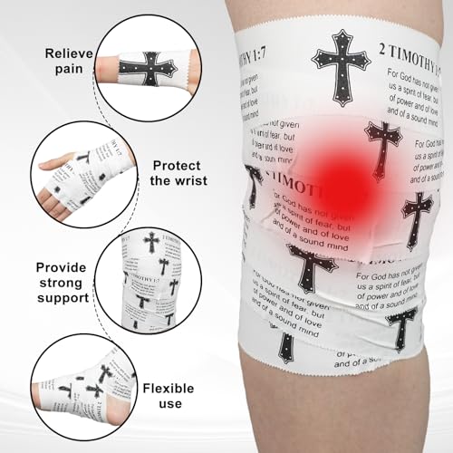 MiniInflat 2 Pcs Christian Cross Athletic Tape Sports Tape 2in x 23ft Religion Jesus Wrist Wrap for Soccer Football Baseball, Gift for Graduation Teacher Nurses Week Pentecost(White,2 Timothy 1:7) - color: White, style: 2 Timothy