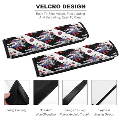 Universal Soft and Comfortable Seat Belt Shoulder Pad for Adult Use, Most Cars, 1 Pair Astronaut Space Astronaut Harness Pads Strap Anti-Slip Pad - color: Pattern 682