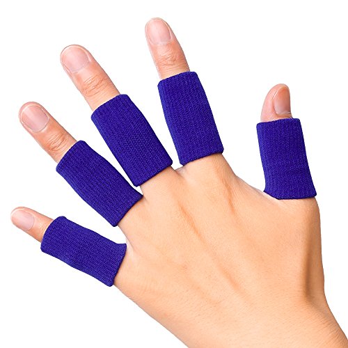 JBM Finger Sleeves 5Pack Sport Finger Brace Protector Compression Sleeve for Arthritis - color: Blue, size: One Size