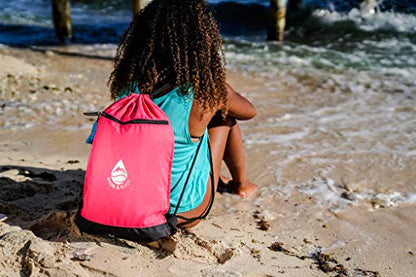 Skog Å Kust GymSak | Patented 2-in-1 Drawstring Cinch Bag with Removable Waterproof Dry Bag | Black & Grey - color: Black