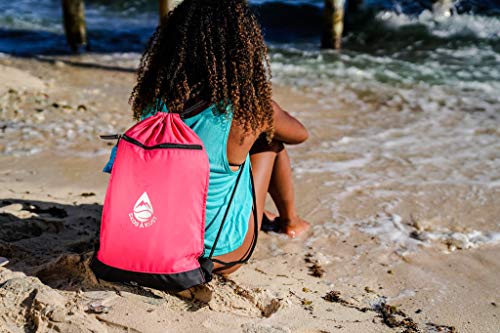Skog Å Kust GymSak | Patented 2-in-1 Drawstring Cinch Bag with Removable Waterproof Dry Bag | Orange - color: Orange