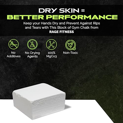 Rage Fitness Premium Gym Chalk, Pure Magnesium Carbonate - 1 LB Block