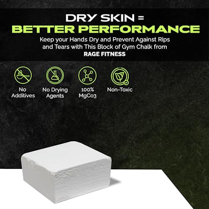 Rage Fitness Premium Gym Chalk, Pure Magnesium Carbonate - 1 LB Block