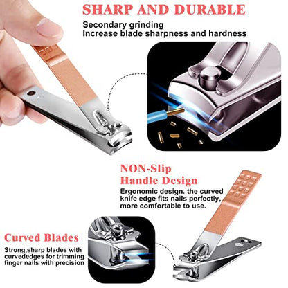Manicure Set Pedicure Kit Womens Nail Clippers Set 32 in 1 Professional Grooming Care Tools Nail Kit Including Facial, Fingernails and Toenails Care with Travel Case Women (Rose Pink_32 in 1) - color: Rose Pink_32 in 1