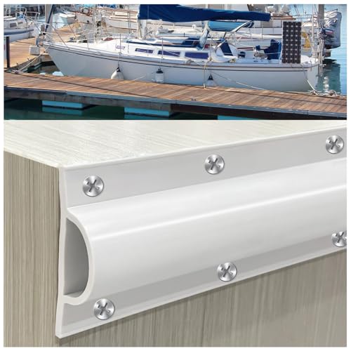 10 Pack Dock Edging Side Gard, 20 Feet Dock Guard with Heavy Wall Sections for Greater Protection – Commercial Grade Double Molded Material (White) - color: 20 Feet White, style: Straight angle 10pack
