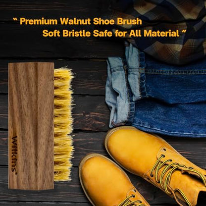 Wilkins Shoe Brushes for Cleaning - Hog's Hair Soft Bristle Shoe Cleaning Brush for Leather, Fabric and Suede Brush