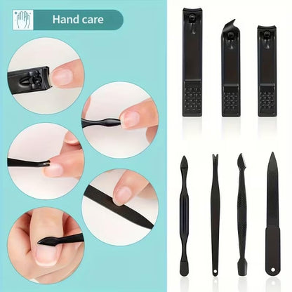 8/10/12/16/23-Piece Professional Manicure Set – Stainless Steel Nail Clippers & Pedicure Grooming Kit with Travel Leather Case for Women and Men - color: 8pcs