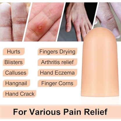 10 Pcs Gel Finger Cots, Silicone Finger Protectors, Waterproof Thumb Guard, Fingers Sleeves for Cracking, Peeling, Fingertip Bandage Alternative (Nude)