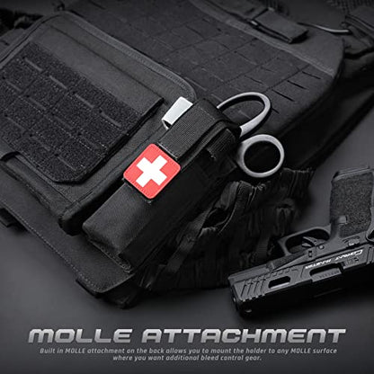 LIVANS Molle Tourniquet Holder, Tactical Shears Pouch, IFAK Scissor Holster | Medical Shear Holder, EMT Scissor Bag Fit for Tourniquet, Folding Knife, Tactical Flashlight, Pistol Mag Pouch Small Tool Bag - color: Black