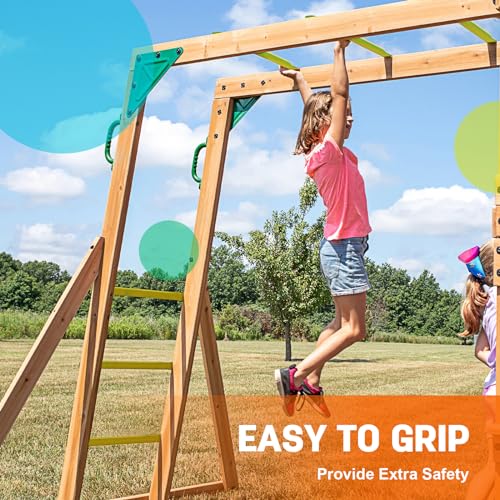 21 Inch Monkey Bars Playground Ladder Rungs for Backyard (12 Pcs, Yellow) | Indoor Outdoor Metal Monkey Bars Kit - color: Yellow