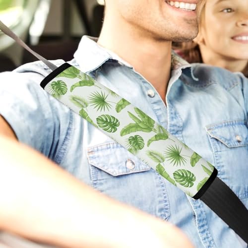 1 Pair Tropical Plants Green Palm Leaves Rainforest Car Seat Straps Shoulder Pads Soft Padded Harness Pads Strap for Adult Use, Stroller Pushchair High Chair, Comfortable Driving - color: Pattern 414