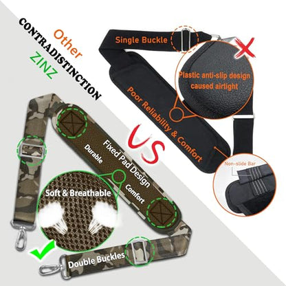 ZINZ Bag Shoulder Strap, Padded Adjustable Shoulder Strap Replacement - color: Army Green, size: 57"