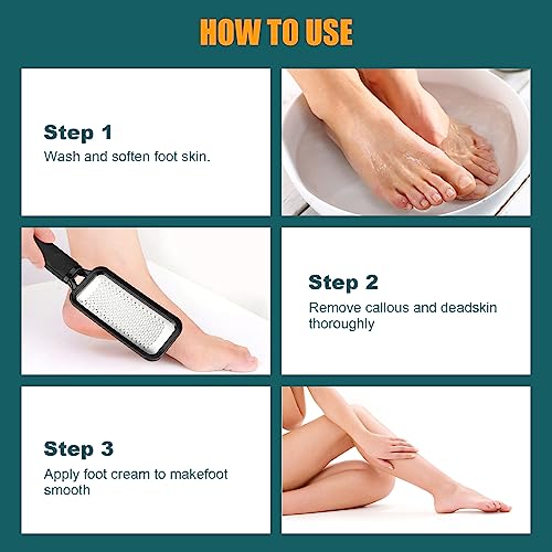 2 Pcs Foot Files Callus Remover, Stainless Steel Professional Pedicure Foot Rasp Scrubber Foot Care Tools to Removes Hard Skin Corns for Dry and Wet Fee - style: 2 X Foot Files(Black/Brown)