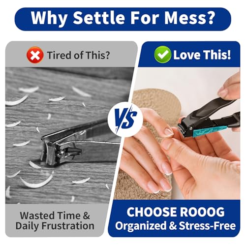 No Mess Nail Clippers with Catcher - Self-Collecting Fingernail & Toenail | Patented anti-splash catcher. Professional ultra-sharp stainless steel blades. Rust-resistant. Great for gifting & travel. - color: Black