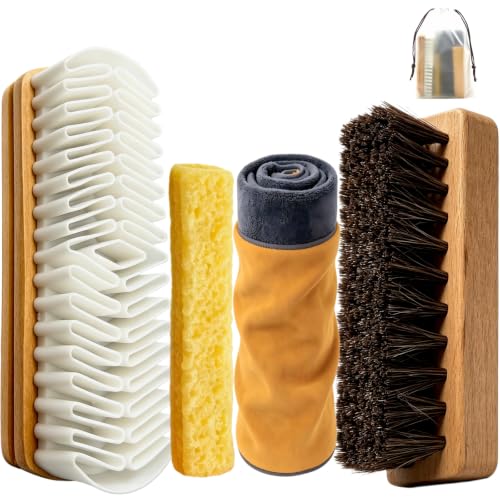 4Pcs Suede Brush and Eraser Set for Shoe Cleaning | Nubuck Boot Care, Suede Jacket Care