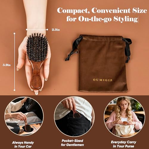 Small 100% Boar Bristle Hair Brush Since 1965 British Craftsmanship | Handmade Natural Wooden Travel Hairbrush/Beard Brush, Soft Bristles Gentle Smoothing Women Men Kids Thin Fine Hair, Portable - size: Small
