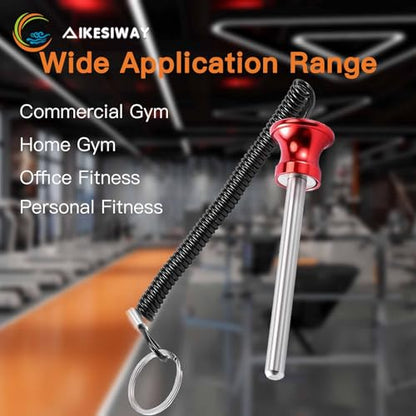 Universal Magnetic Weight Stack Pin with Pull Rope - Heavy Duty Gym Pin for Weight Stack Machines | Commercial & Home Gym Accessories | Replacement Weight Pins for Strength Training Equipment - color: Red