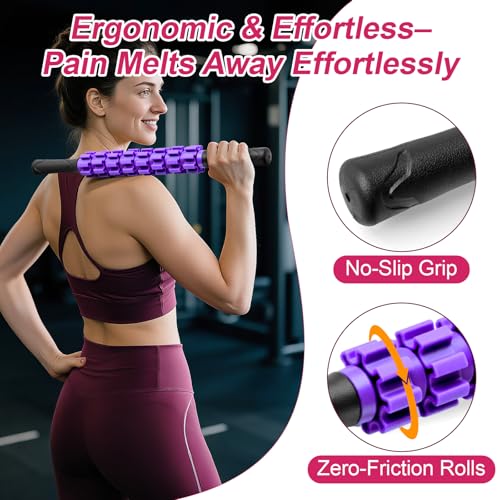 Muscle Roller Stick, Muscle Roller, Liposuction Massage Roller for Lymphatic Drainage, Massager Stick for Relief Muscle Soreness, Trigger Points, Help Exercise Runner Legs, Back Recovery - color: Purple