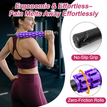Muscle Roller Stick, Muscle Roller, Liposuction Massage Roller for Lymphatic Drainage, Massager Stick for Relief Muscle Soreness, Trigger Points, Help Exercise Runner Legs, Back Recovery - color: Purple