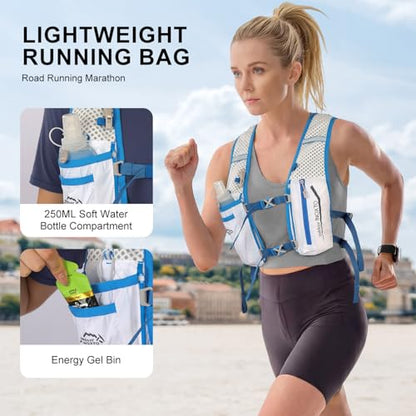INOXTO Running Hydration Vest Backpack,Lightweight Insulated Pack with 1.5L Water Bladder Bag Daypack for Trail Hiking Running Cycling Race Marathon for Women Men - color: White Blue
