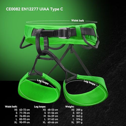 KAILAS Airo Rock Climbing Harness Men Roofing Harnesses Rescue Mountaineering Safety Belt Women Comfortable Lightweight - color: Green, size: Medium