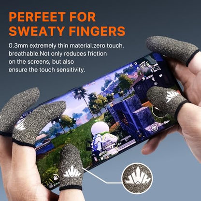 Jwh Ultra Thin Pure Silver Fiber Mobile Phone Gaming Accessories Finger Thumb Sleeves,Breathable,Silky,6 Pack Guantes para Dedos Gamer,Dedales Gamer Profesionales,Finger Gloves,for Pubg Gaming Cots - color: Silver（6pack）