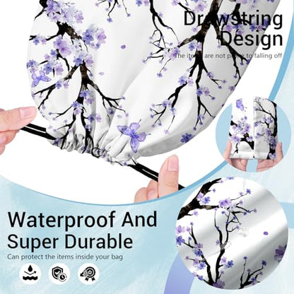 Gymnastics Grip Bag Lightweight Small Drawstring Grip Bags for Gymnasts - color: Cherry Flower-purple