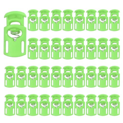 PATIKIL Nylon Spring Cord Locks, Elastic Toggle Stop Slider Clamp Adjuster Fastener for Drawstring Shoelaces Paracord - color: Green