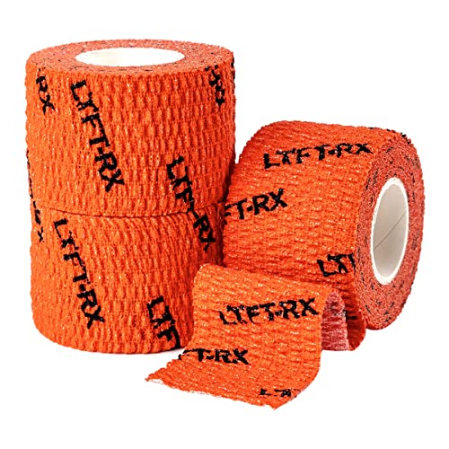 Weightlifting Hook Grip Tape w/Premium Adhesive for Olympic Weight Lift, Cross Fitness, Lifting, Stretch Athletic Finger Wrap, Protects Thumb Fingers Hand, Enhances Grip - color: Orange 1.5-inch, size: 3 ROLL