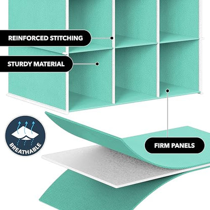 Simple Houseware 24 Section Shelves Hanging Shoes Organizer, Turquoise | 3 Metal Hooks, 8 Tier, Holds Up to 24 lbs - color: Turquoise