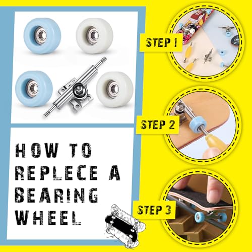Zhehao 16 Pcs Standard Fingerboard Tool Set CNC Lathed Fingerboard Bearing Wheels Nut Driver Screwdriver for 34 mm Skateboard Trucks(Light Blue and White) - color: Light Blue and White