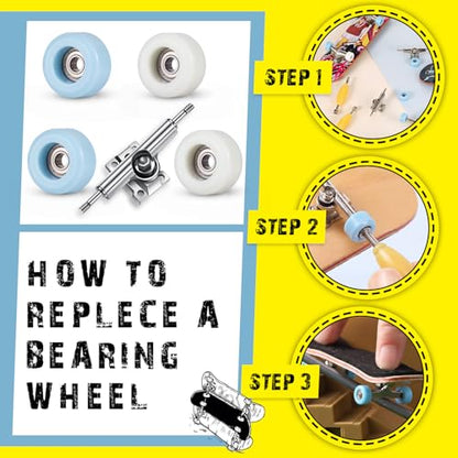 Zhehao 16 Pcs Standard Fingerboard Tool Set CNC Lathed Fingerboard Bearing Wheels Nut Driver Screwdriver for 34 mm Skateboard Trucks(Light Blue and White) - color: Light Blue and White