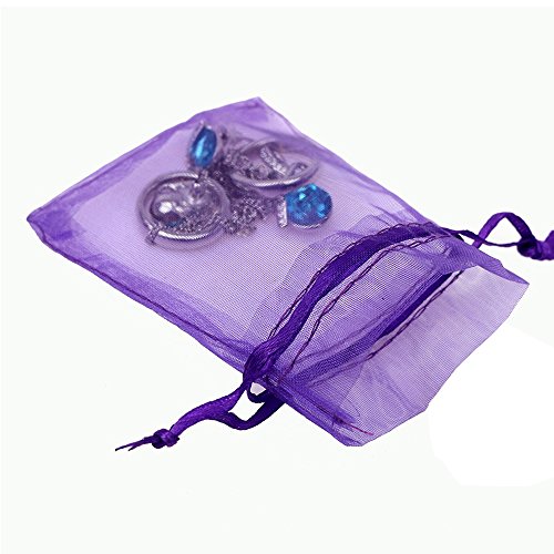 Boshen 100/200PCS Organza Gift Candy Sheer Bags Mesh Jewelry Pouches Drawstring Bulk for Wedding Party Favors Christmas (3" X 4"(100PCS), Purple) - color: Purple-3" X 4"(100PCS)