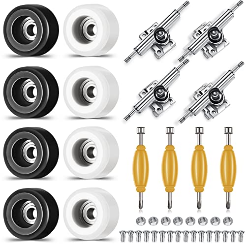Zhehao 16 Pcs Standard Fingerboard Tool Set CNC Lathed Fingerboard Bearing Wheels Nut Driver Screwdriver for 34 mm Skateboard Trucks(Black and White) - color: Black and White