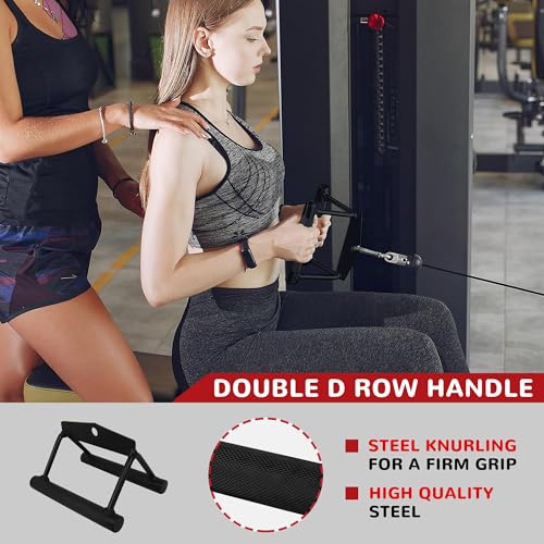 Fitvids Cable Attachment Set 800LB LoadCapacity Tricep Rope, Row Handle, StraightBar, V Bar Commercial Grade Cable MachineAccessories for Home Gym Workouts - size: 4-Piece Set-Black