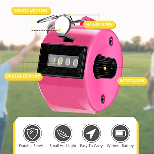 TOODOO 6 Pack Hand Tally Counter 4 Digit Mechanical Palm Clicker Plastic Hand Held Counter Clicker with Metal Finger Ring for School Golf Sports Events Office Stadium - color: Bright Color