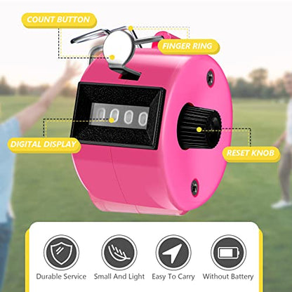 TOODOO 6 Pack Hand Tally Counter 4 Digit Mechanical Palm Clicker Plastic Hand Held Counter Clicker with Metal Finger Ring for School Golf Sports Events Office Stadium - color: Bright Color