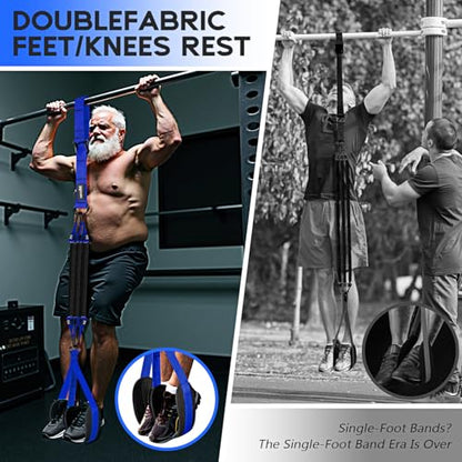 HOXWC Pull Up Assistance Bands, Adjustable Heavy Duty Resistance Band for Pull Up, 3 Pull Up Bands, Comfortable Fabric Feet/Knee Rest, Assistance Bands for Pull-Up, Home Fitness, Body Stretching - color: Blue Pull-Up Bands